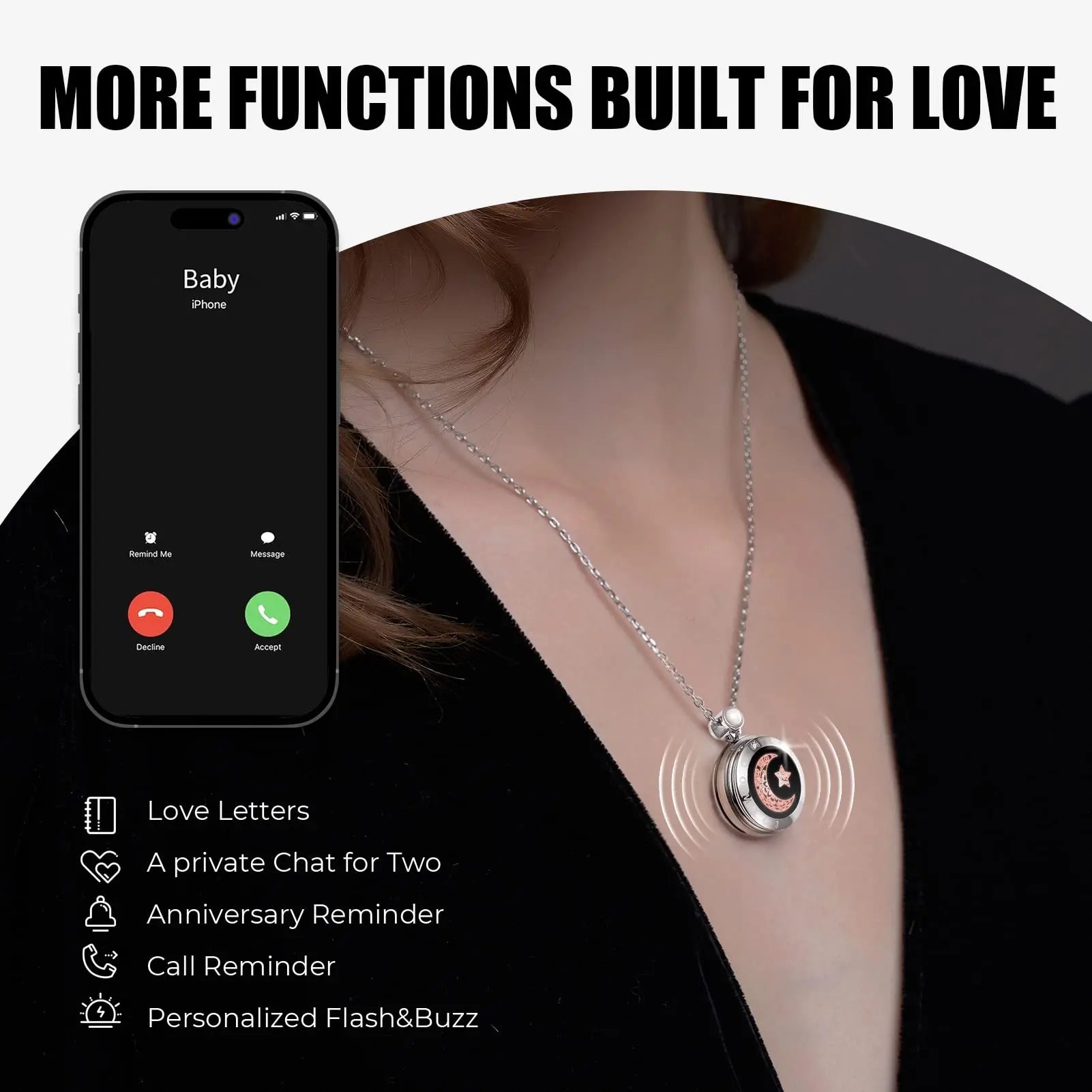 TOTWOO Long Distance Relationship Gift for Couple, Long Distance Touch Bracelets and Necklaces Jewelry Set ,Vibration & Light Up