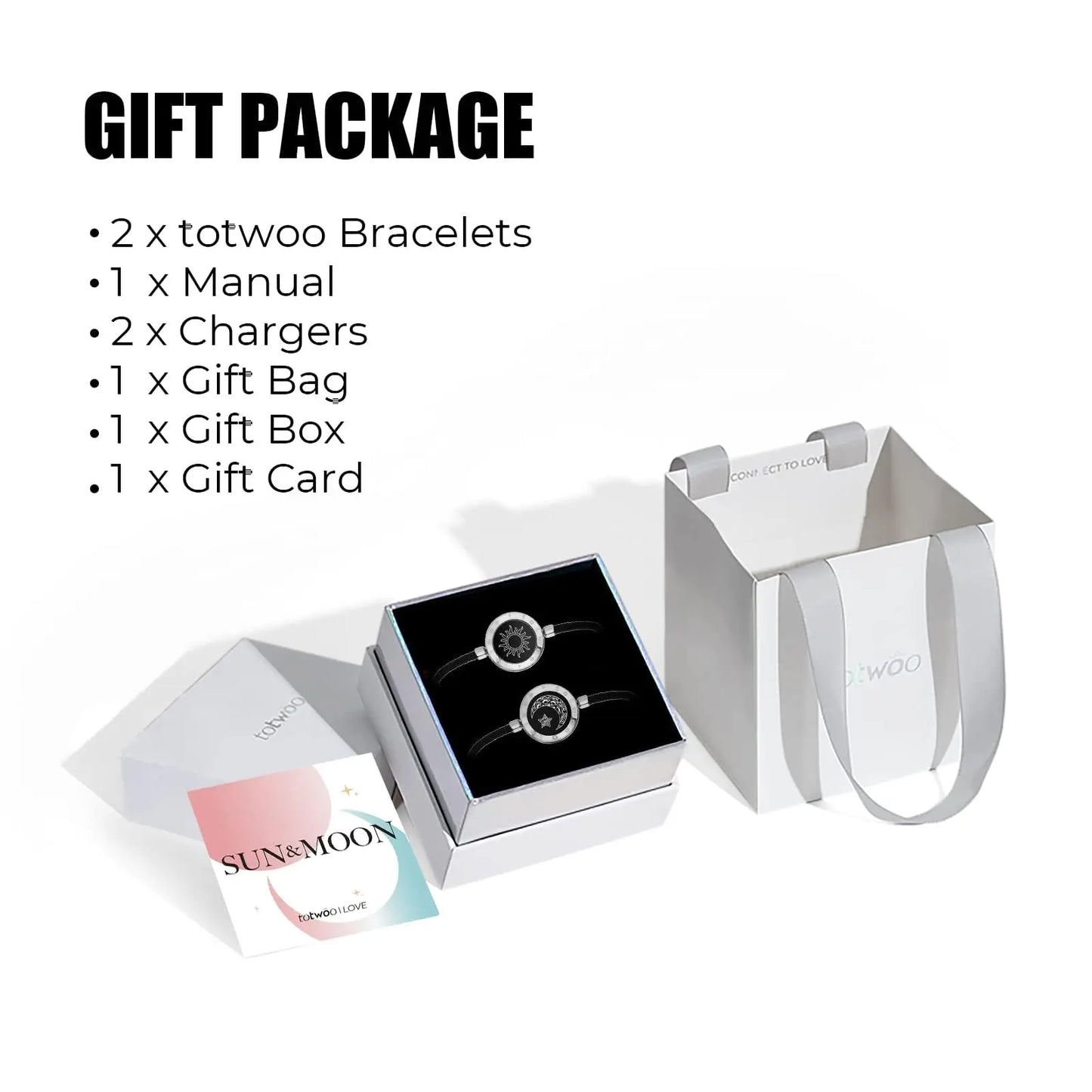 TOTWOO Long Distance Relationship Gift for Couple, Long Distance Touch Bracelets and Necklaces Jewelry Set ,Vibration & Light Up