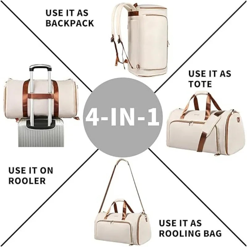 2024 New Fashion Travel Suit Bag Convertible Clothing Bag Wear-Resistant Folding Storage Hanging Bag Can Be Crossbody Backpack