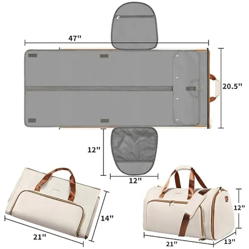 2024 New Fashion Travel Suit Bag Convertible Clothing Bag Wear-Resistant Folding Storage Hanging Bag Can Be Crossbody Backpack